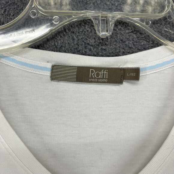 Raffi Shirt Mens Large White V Neck Tee T-Shirt Soft Cotton Basic Casual Top - Picture 4 of 15